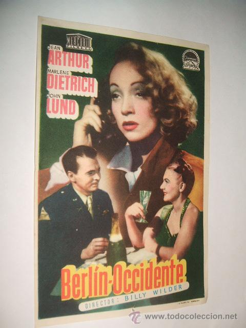 Cine: BERLIN OCCIDENTE PROGRAMA DE MANO MARLENE DIETRICH - Foto 1