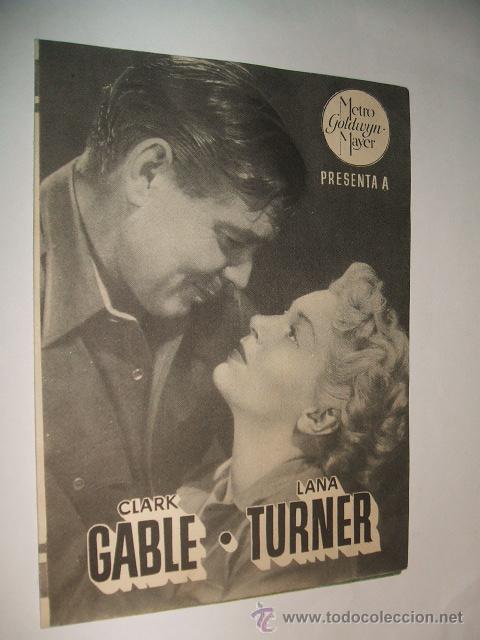 Cine: LA RIVAL PROGRAMA DE MANO DOBLE CLARK GABLE LANA TURNER - Foto 1