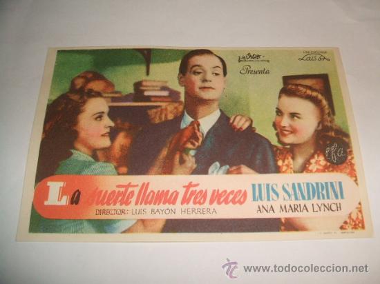 Cine: LA MUERTE LLAMA TRES VECES PROGRAMA DE MANO - Foto 1