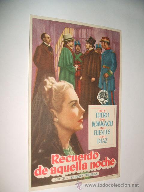 Cine: RECUERDO DE AQUELLA NOCHE PROGRAMA DE MANO - Foto 1