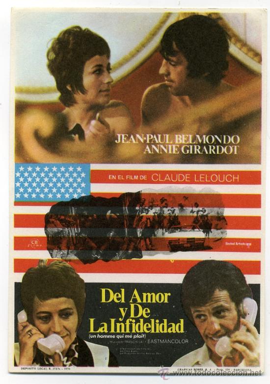  Flyers Publicitaires de films Anciens: DEL AMOR Y DE LA INFIDELIDAD, con Jean-Paul Belmondo.
