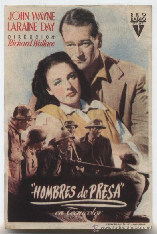  Flyers Publicitaires de films Anciens: Hombres de presa. Sencillo de RKO Radio. Cine San Vicente.
