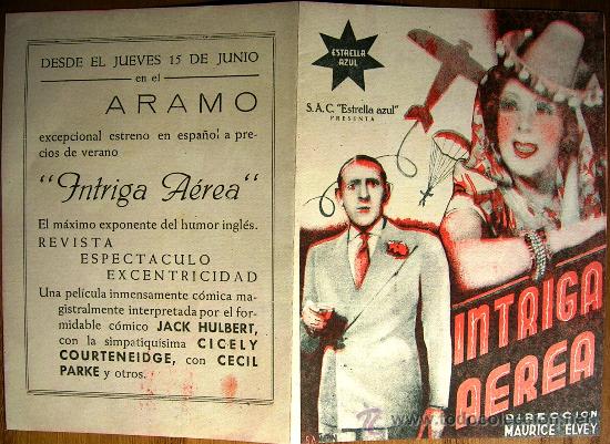 Cine: PROGRAMA DE MANO, DOBLE - INTRIGA AEREA - ORIGINAL. CINE ARAMO, DE OVIEDO. - Foto 1