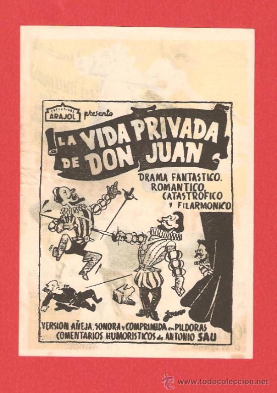 Cine: LA VIDA PRIVADA DE DON JUAN, PU&Ntilde;OS Y HUMOR, IMPECABLE RARO LOCAL ARAJOL, CARLITOS, JAIMITO Y GROCK
