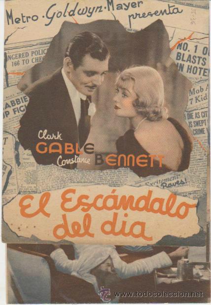 Cine: El Esc&aacute;ndalo del d&iacute;a. Programa tr&iacute;ptico de MGM. - Foto 1