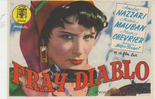 Cine: Fray Diablo. Sencillo de Procines. Cine Mari - Le&oacute;n  1952.  &iexcl;IMPECABLE! - Foto 1