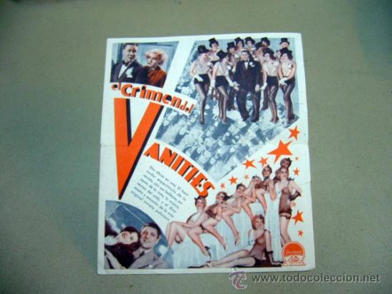 Cine: EL CRIMEN DEL VANITIES, , PROGRAMA CINE, DOBLE, PARAMOUNT, EARL CARROLL, 1935 - Foto 1