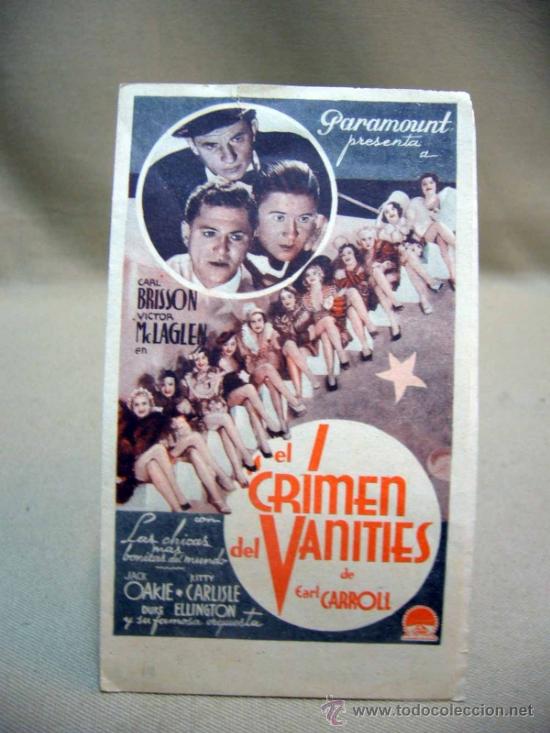 Cine: EL CRIMEN DEL VANITIES, , PROGRAMA CINE, DOBLE, PARAMOUNT, EARL CARROLL, 1935 - Foto 2