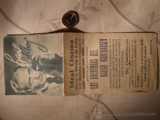  Flyers Publicitaires de films Anciens: ANTIGUO FOLLETO DOBLE PELICULA LAS AVENTURAS DEL BARON MUNCHAUSEN, PROYECTADA EN ELCHE, A&Ntilde;OS 30/40