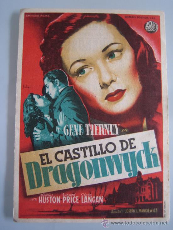 Cine: el castillo de dragonwyck gene tierney soligo fox - folleto de mano original del estreno