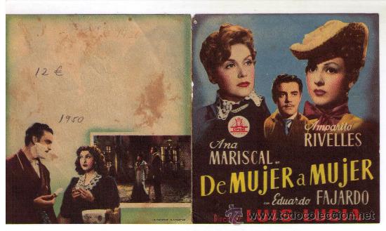 Cine: PROGRAMA DOBLE - DE MUJER A MUJER - AMPARITO RIVELLES - A&Ntilde;O 1950 - SIN PUBLICIDAD - Foto 1