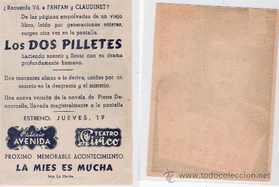 Cine: n&ordm;2-PROGRAMA DE LA PELICULA --LOS DOS PILLETES - Foto 4