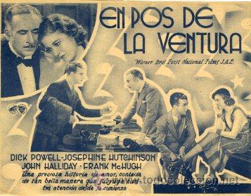 Cine: EN POS DE LA AVENTURA.- PROGRAMA DOBLE. REVERSO SIN IMPRIMIR - Foto 2