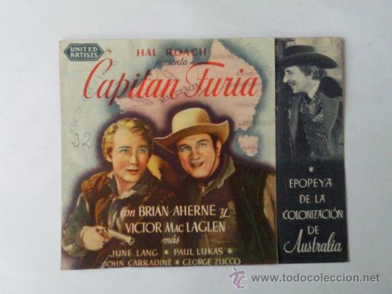 Cine: FOLLETO DE MANO, DOBLE, CAPITAN FURIA , PUBLICIDAD CINE RIALTO