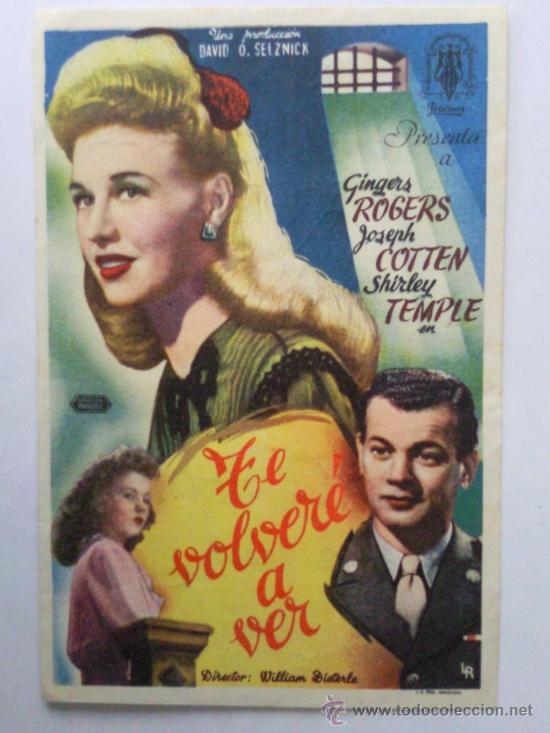 Cine: FOLLETO DE MANO, TE VOLVERE A VER , GINGERS ROGERS , CON PUBLICIDAD