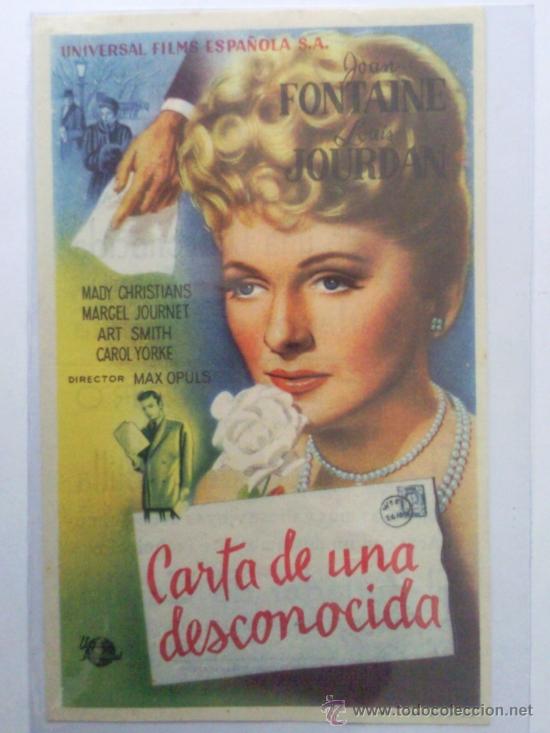 Cinema: FOLLETO DE MANO, CARTA DE UNA DESCONOCIDA , PUBLICIDAD GRANTEATRO