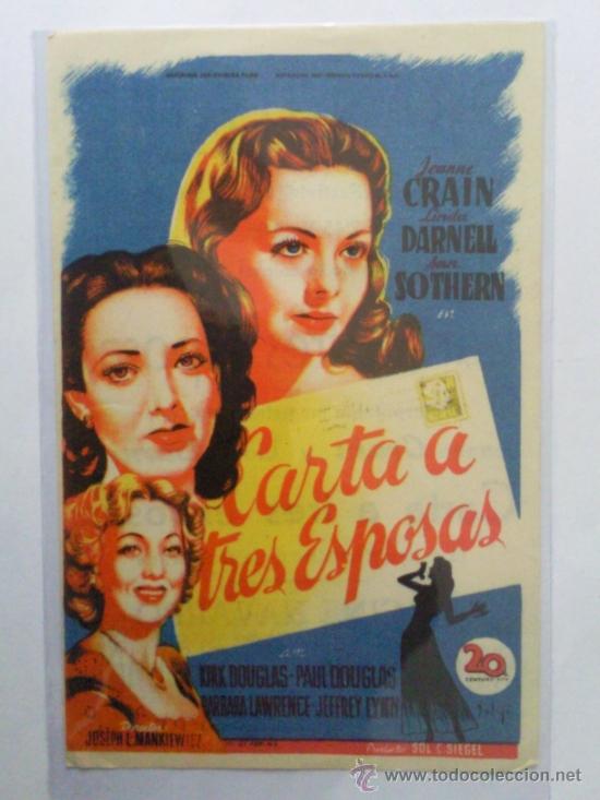 Cinema: FOLLETO DE MANO, CARTA A TRES ESPOSAS , JEANNE GRAIN , LINDA DARNELL