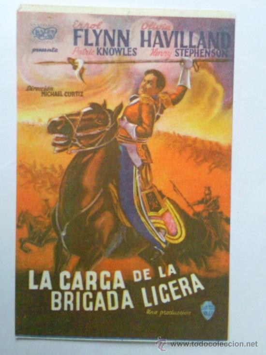  Flyers Publicitaires de films Anciens: FOLLETO DE MANO, LA CARGA DE LA BRIGADA LIGERA , ERROL FLYNN