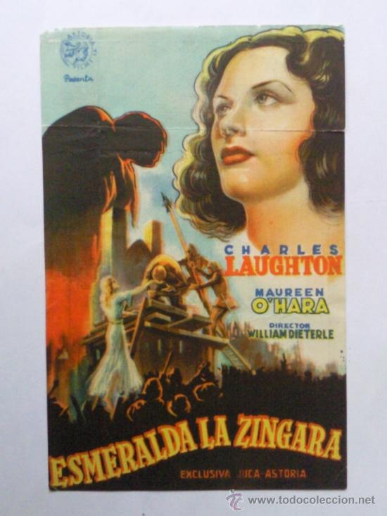  Flyers Publicitaires de films Anciens: FOLLETO DE MANO, ESMERALDA LA ZINGARA , CHARLES LAUGHTON
