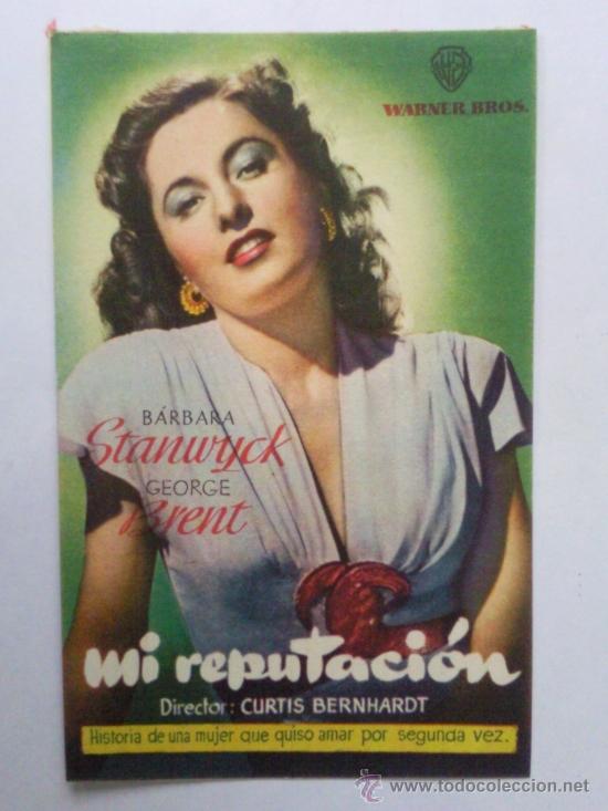 Cine: FOLLETO DE MANO, MI REPUTACION ,BARBARA STANWYCK