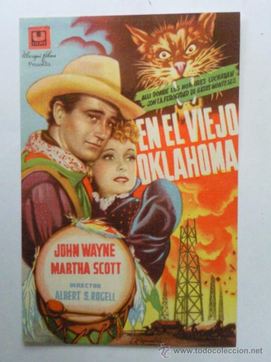 Cine: FOLLETO DE MANO, EN EL VIEJO OKLAHOMA , JOHN WAYNE , MARTHA SCOTT