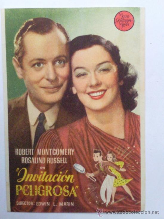 Cine: FOLLETO DE MANO, INVITACION PELIGROSA , ROBERT MONTGOMERY