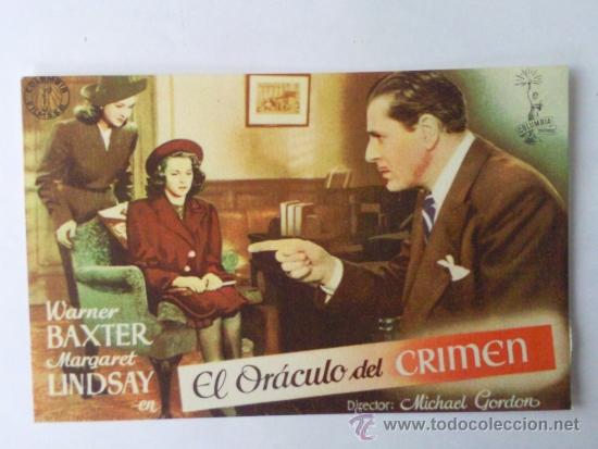 Cine: FOLLETO DE MANO, EL ORACULO DEL CRIMEN , WARNER BAXTER