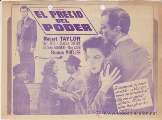 Cine: El Precio del poder. Doble de MGM. Teatro Luisa - La Habana 1957. - Foto 1