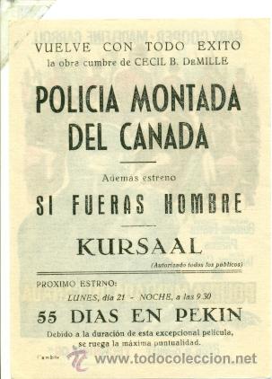 Cine: POLICIA MONTADA DEL CANADA  - ORIGINAL CON PROPAGANDA - IMPECABLE - Foto 2