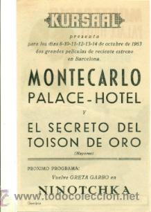 Cine: MONTECARLO PALACE HOTEL  - ORIGINAL CON PROPAGANDA - IMPECABLE - Foto 2