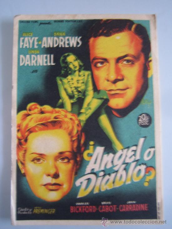 Cine: angel o diablo soligo fox dana andrews - Folleto de mano original estreno fallen angel