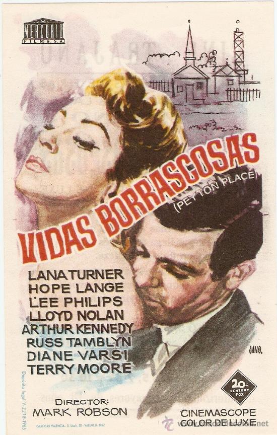 Folhetos de m&atilde;o de filmes antigos de cinema: VIDAS BORRASCOSAS - LANA TURNER, HOPE LANGE, LEE PHILIPS, LLOYD NOLAN - JANO - CINE TRAJANO
