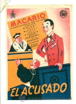Cine: MACARIO - EL ACUSADO  - PROGRAMA ORIGINAL SIN PROPAGANDA - IMPECABLE - Foto 1