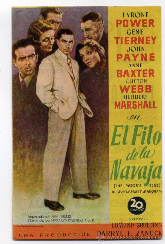 Cine: EL FILO DE LA NAVAJA, con Tyrone Power. - Foto 1