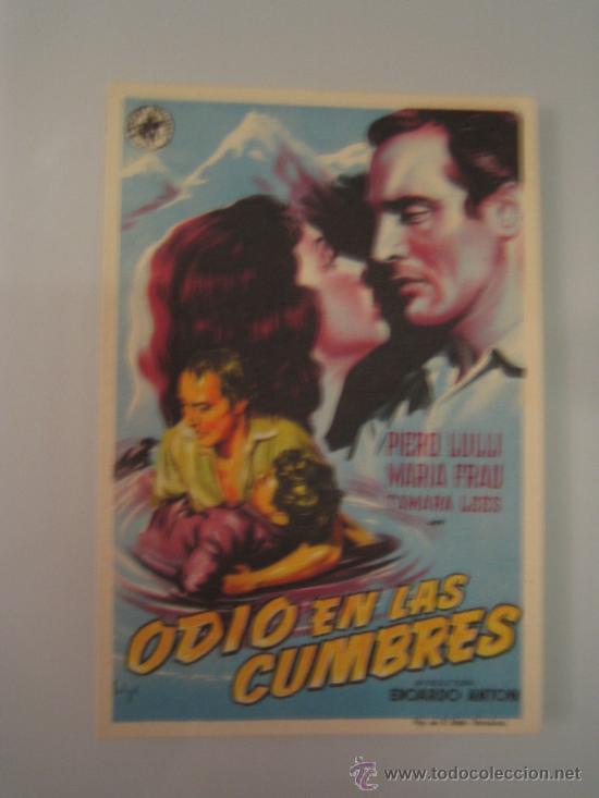 Cine: odio en las cumbres soligo - folleto de mano original estreno