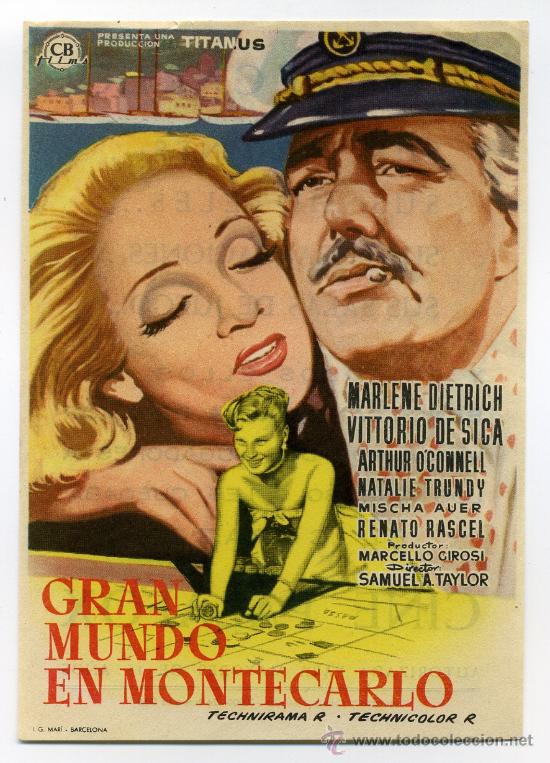 Cine: GRAN MUNDO EN MONTECARLO, con Marlene Dietrich.