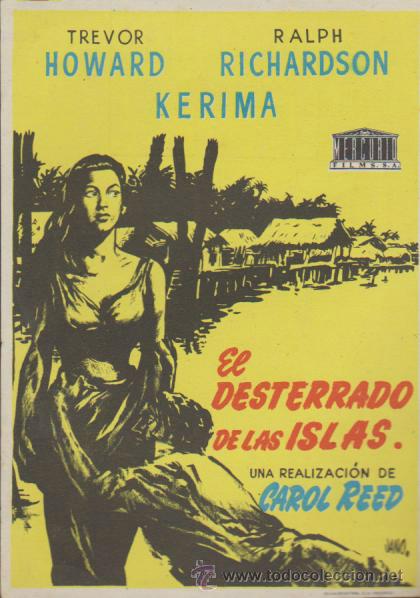 Folhetos de m&atilde;o de filmes antigos de cinema: El desterrado de las Islas. Sencillo de Mercurio.