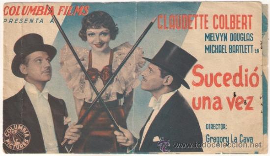 Cine: PTCC 413 SUCEDIO UNA VEZ PROGRAMA DOBLE COLUMBIA CLAUDETTE COLBERT MELVYN DOUGLAS - Foto 1