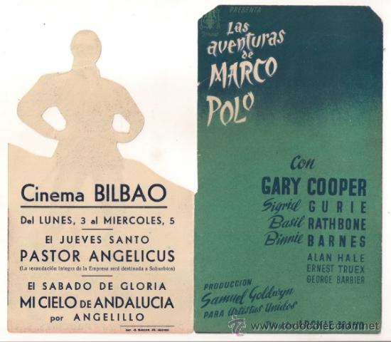 Cine: PTCC 525 LAS AVENTURAS DE MARCO POLO PROGRAMA DOBLE TROQUELADO PROCINES GARY COOPER - Foto 2