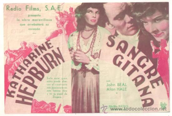 Cine: PTCC 416 SANGRE GITANA PROGRAMA DOBLE RKO KATHARINE HEPBURN JOHN BEAL - Foto 2