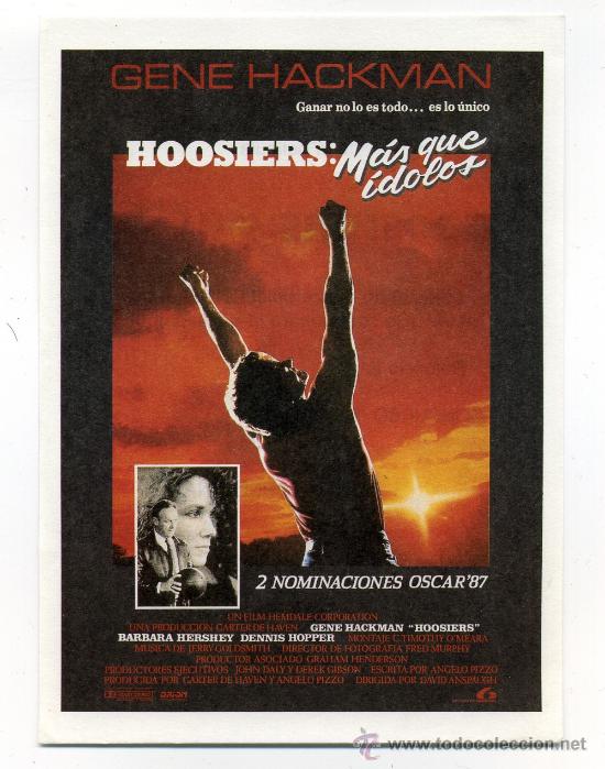 Cine: HOOSIERS: MAS QUE IDOLOS, con Gene Hackman. - Foto 1