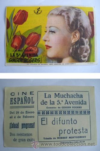 Cine: Programa de cine : LA MUCHACHA DE LA 5&ordf; AVENIDA - Ginger Rogers - Foto 1