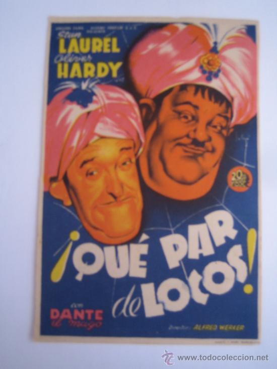 Cine: que par de locos - folleto de mano original del estreno laurel y hardy soligo fox