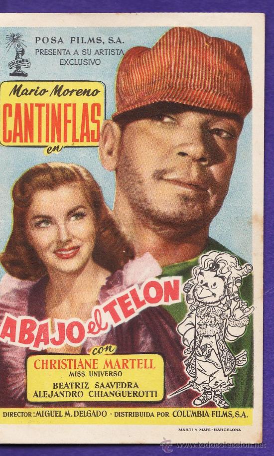 Cine: folleto mano - abajo el telon - cantinflas - tarragona/c.moderno - tgn - a&ntilde;o 1956