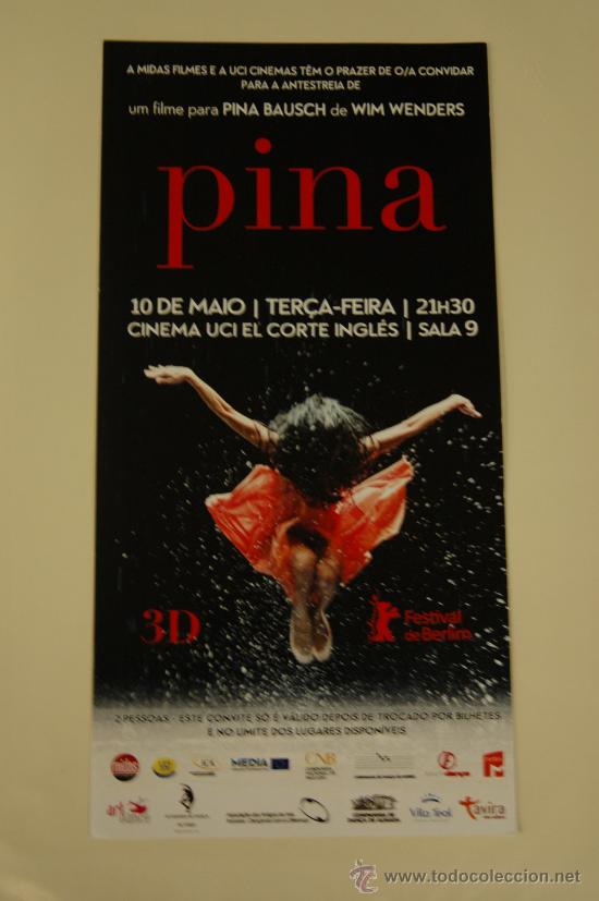 Cinema: pina - FOLLETO MANO INVITACION AL PREESTRENO PORTUGAL - win wenders - pina bausch dance
