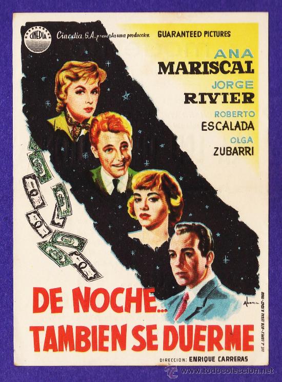 Cine: folleto mano - de noche tambien se duerme - ana mariscal - tarragona/c.moderno - tgn - a&ntilde;o 1960