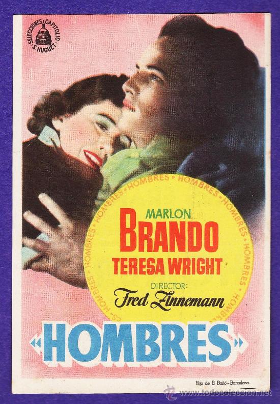 Cine: folleto mano - hombres - marlon brando - tarragona / c.coliseum - tgn - a&ntilde;os 50