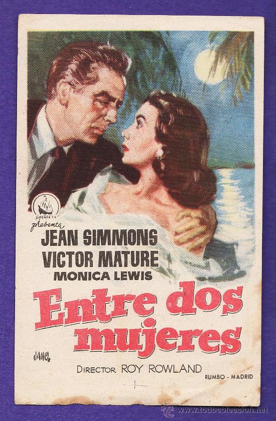 Folhetos de m&atilde;o de filmes antigos de cinema: folleto mano - entre dos mujeres - j. simmons - tarragona/ c.femina - tgn - a&ntilde;os 50