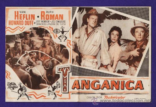  Foglietti di film di film antichi di cinema: folleto mano doble - tanganica - v. heflin - tarragona/c.central - tgn - a&ntilde;os 50