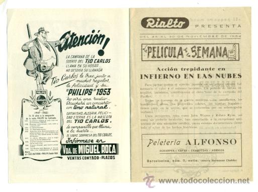 Cine: INFIERNO EN LAS NUBES - JOHN WAYNE ROBERT RYAN PROGRAMA-REVISTA ORIGINAL - RIALTO - Foto 2
